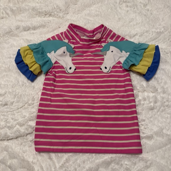 Mini Boden Other - 6-7Y Mini Biden Unicorn Bathing Suit Just The Top SwimSuit Rashguard